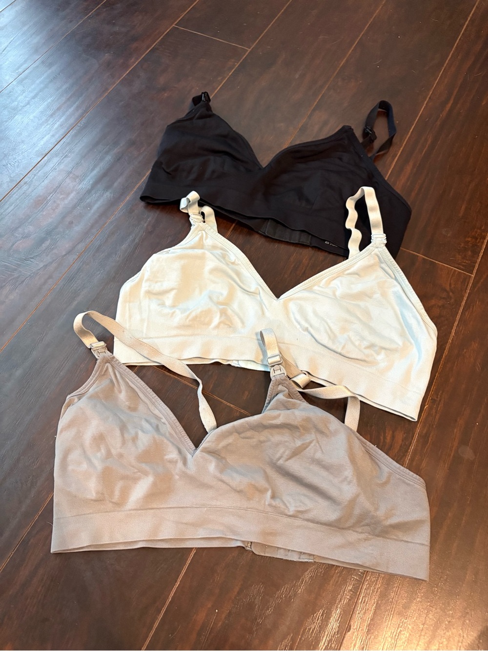 1902 Nursing & Pumping Bras Size XL – 3 Pack Black White Gray